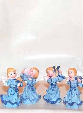 Statue Anges Musiciens Bleu