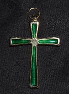 Croix Pendentif 7cm Verte