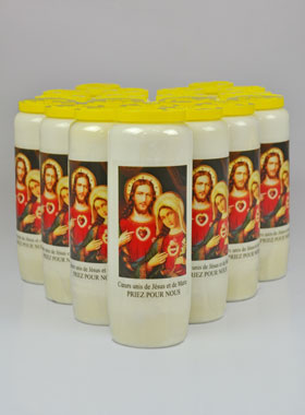 Lot de 20 Bougies de Neuvaine aux Coeurs Unis de Jésus et de Marie (pic 1)