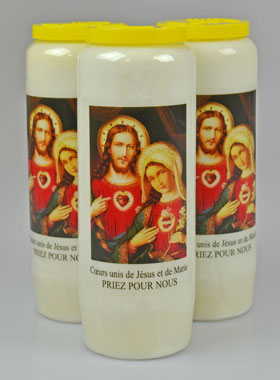 Bougie Neuvaine Christ En Or - Brûle 9 Jours, Flamme Blanche Et Inoffensive