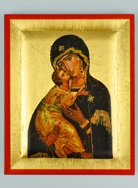 Icône Byzantine Vierge de Vladimir Peinte à la Main - 13cm (pic 1)