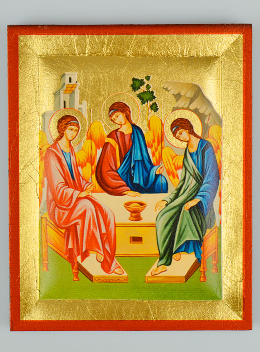 Icône Byzantine Sainte Trinité Peinte à la Main - 13cm (pic 2)