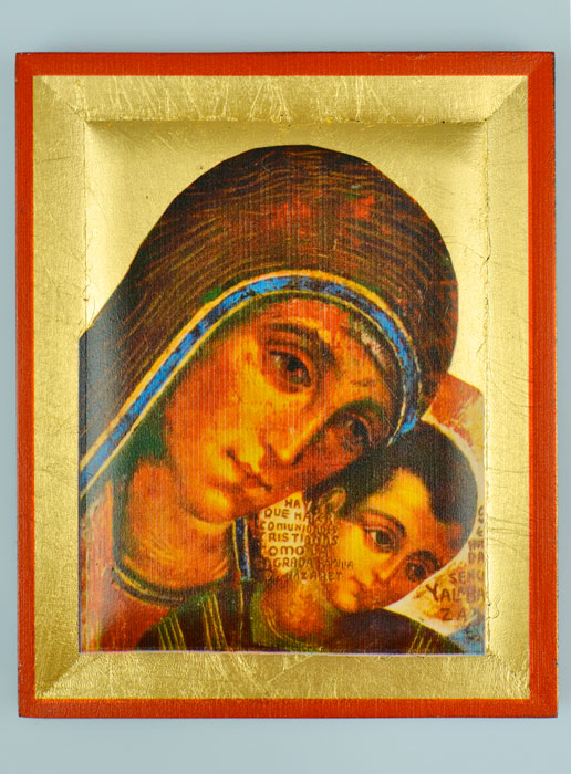 Icône Byzantine Vierge à l'Enfant Peinte à la Main - 13cm (pic 2)