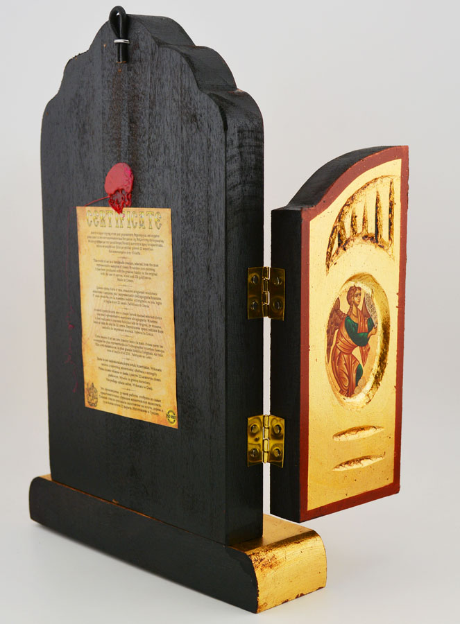 Icône Triptyque Sainte Famille sur Feuille d'Or - 26 cm (pic 3)