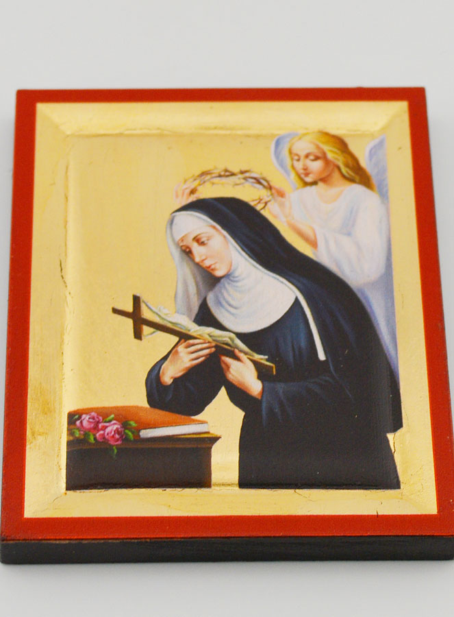 Icône Byzantine Sainte Rita de Cascia Peinte à la Main - 8 cm (pic 2)