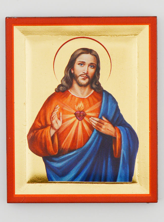 Icône Byzantine Sacré Coeur de Jésus Peinte à la Main - 8 cm (pic 1)