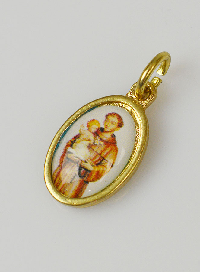 Médaille Saint Antoine de Padoue Dorée - 15mm (pic 2)