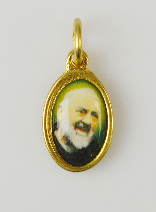 Médaille Saint Padre Pio Dorée - 15mm (pic 1)