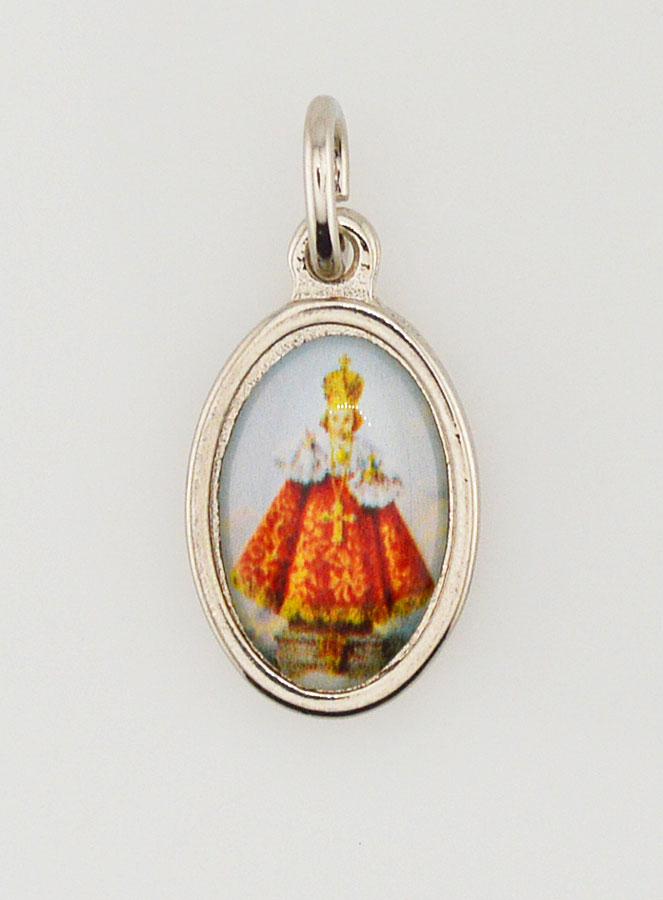 Médaille Enfant Jésus de Prague Argentée - 15mm (pic 1)