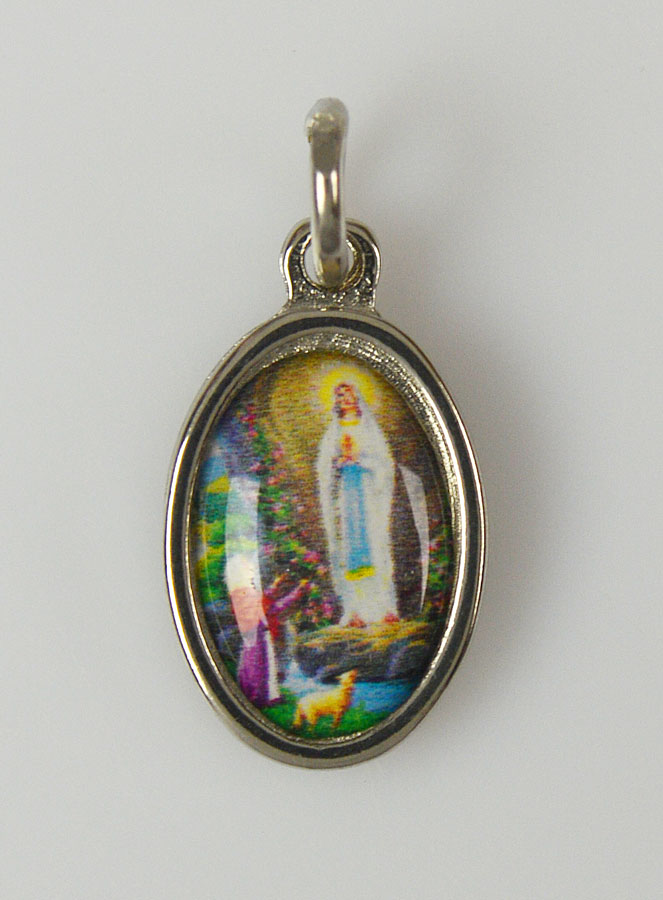 Médaille Notre Dame de Lourdes Argentée - 15mm (pic 1)