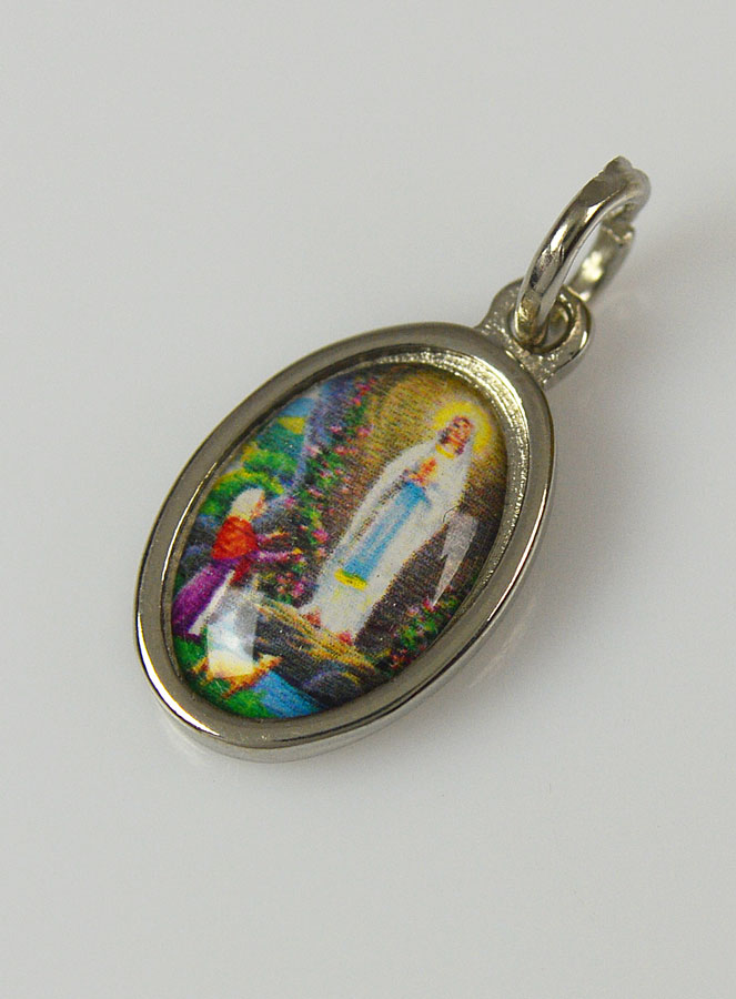 Médaille Notre Dame de Lourdes Argentée - 15mm (pic 2)