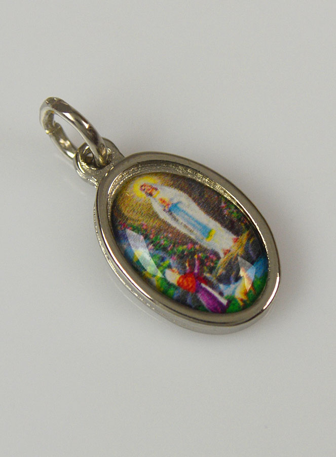 Médaille Notre Dame de Lourdes Argentée - 15mm (pic 3)