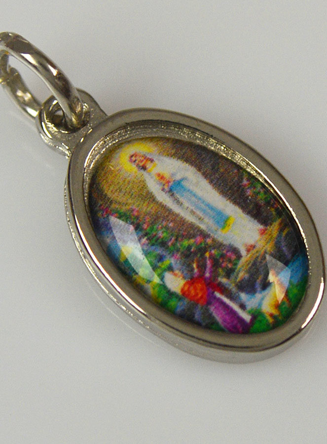 Médaille Notre Dame de Lourdes Argentée - 15mm (pic 4)