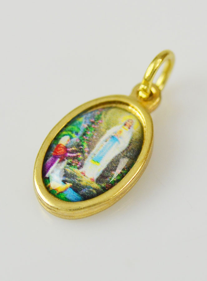 Médaille Notre Dame de Lourdes Dorée - 15mm (pic 2)