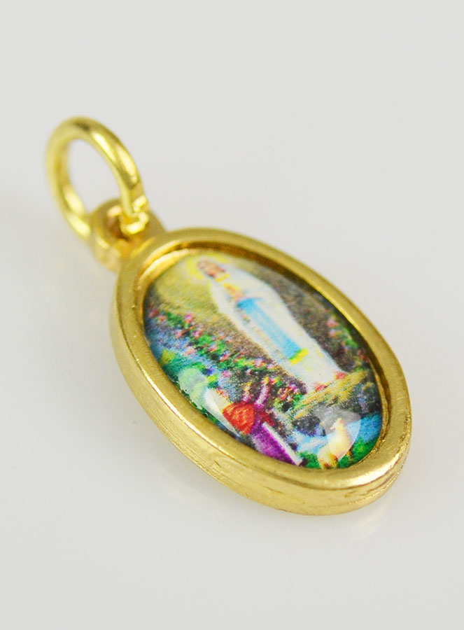 Médaille Notre Dame de Lourdes Dorée - 15mm (pic 3)