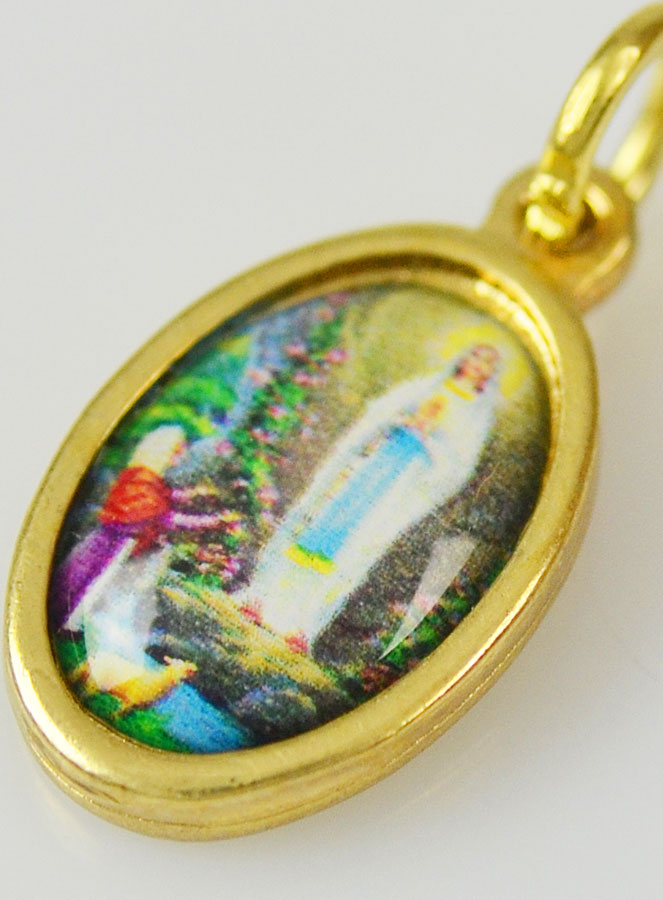 Médaille Notre Dame de Lourdes Dorée - 15mm (pic 4)