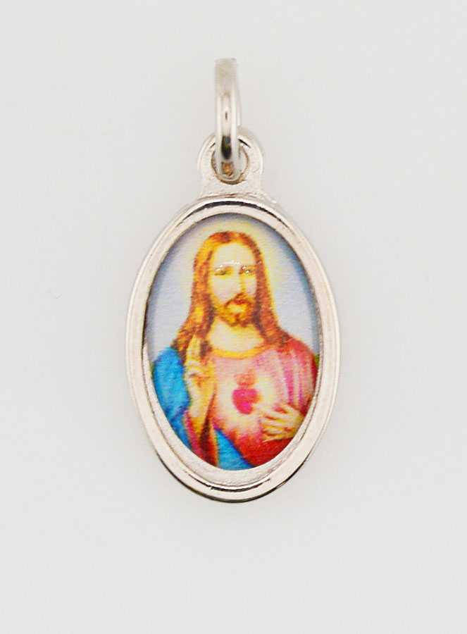 Médaille Sacré-Coeur de Jésus Argentée - 15mm (pic 1)