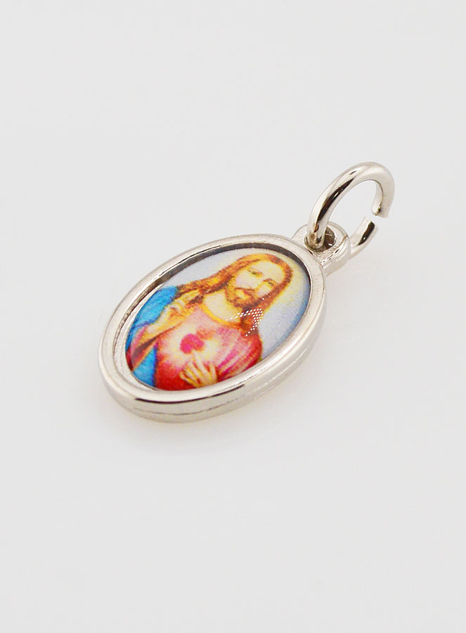 Médaille Sacré-Coeur de Jésus Argentée - 15mm (pic 3)