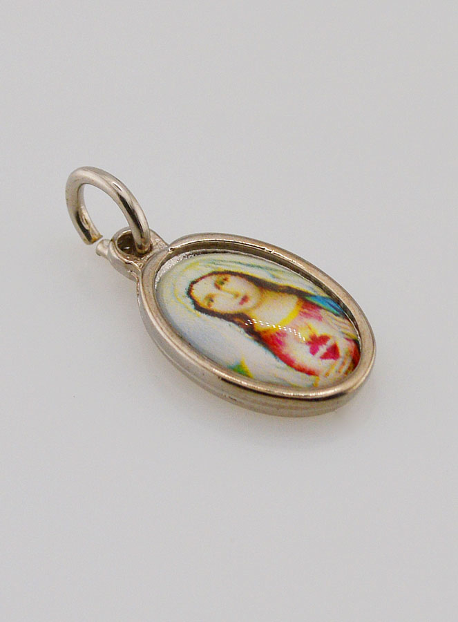 Médaille Sacré-Coeur de Marie Argentée - 15mm (pic 2)