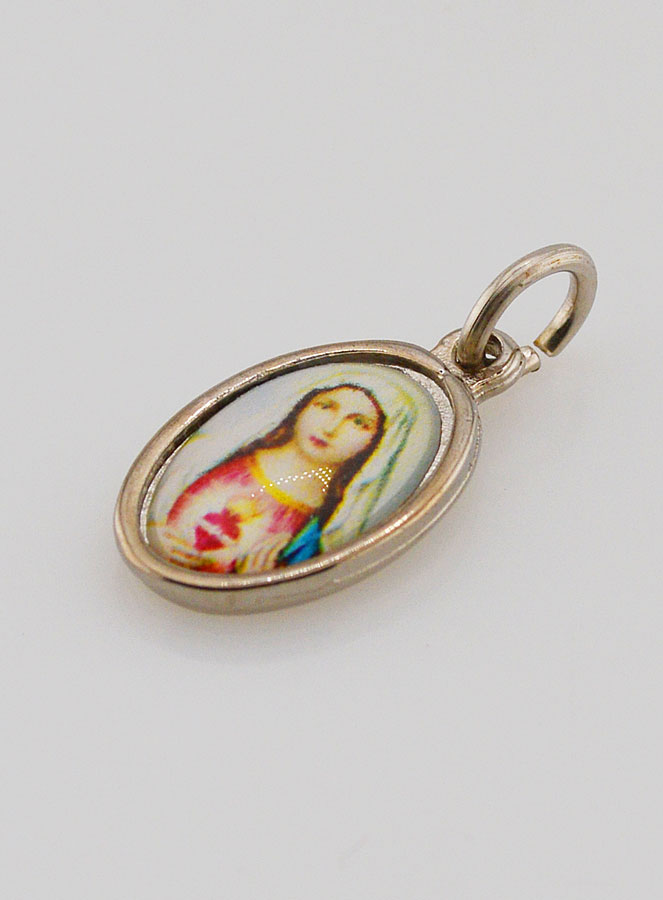 Médaille Sacré-Coeur de Marie Argentée - 15mm (pic 3)