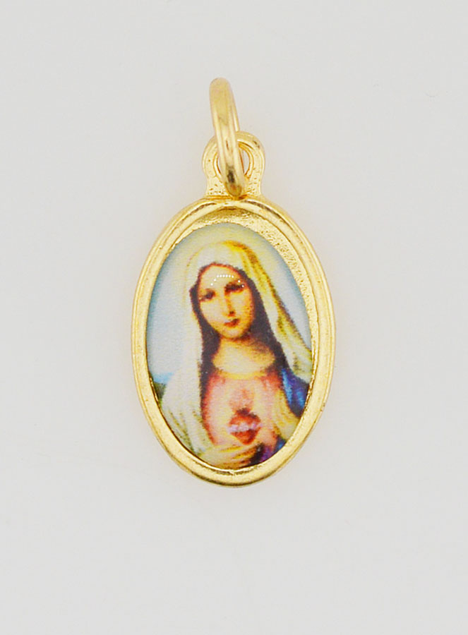 Médaille Sacré-Coeur de Marie Dorée - 15mm (pic 1)