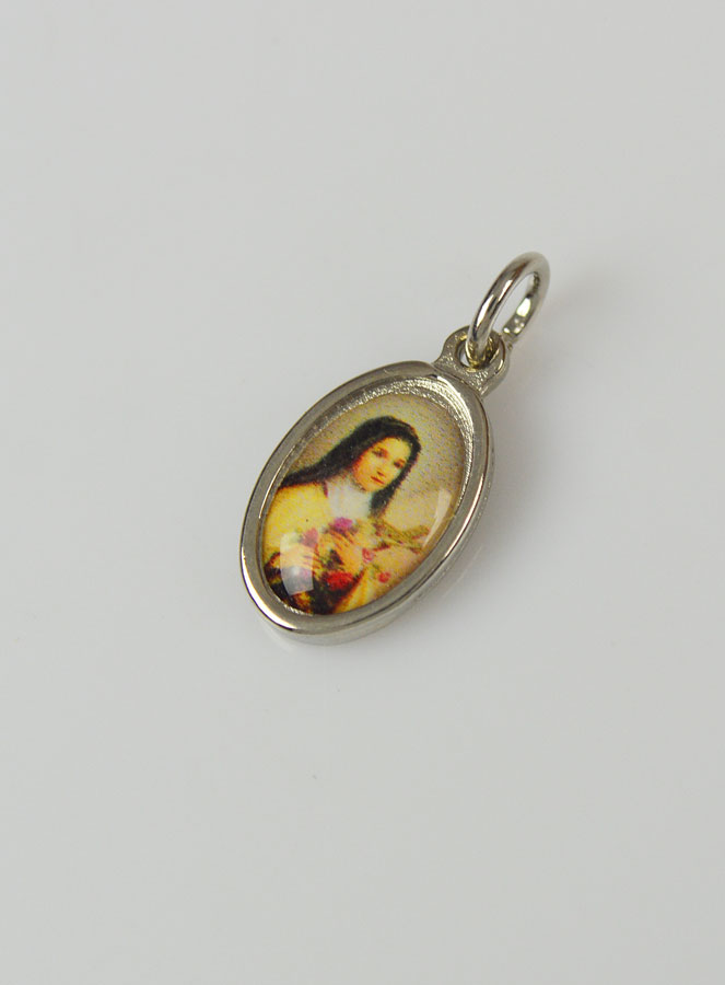 Médaille Sainte Thérèse de l'Enfant Jésus Argentée - 15mm (pic 2)