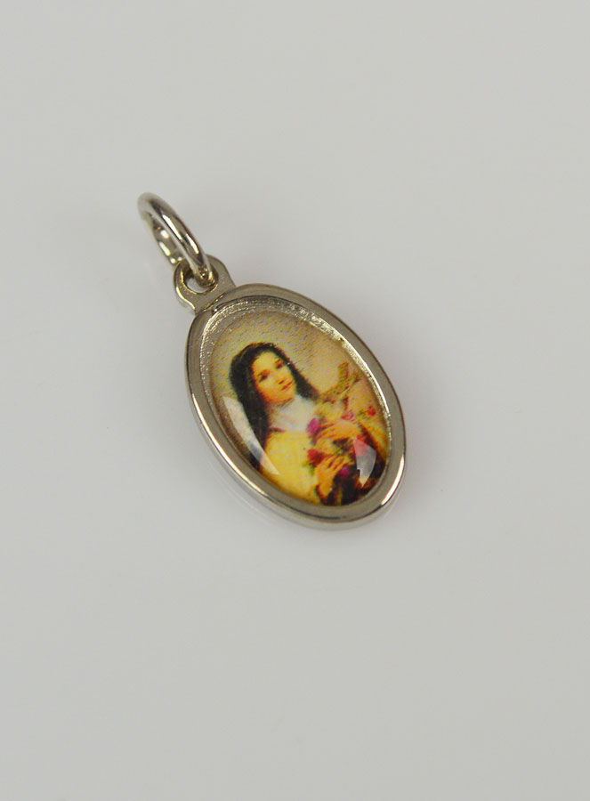 Médaille Sainte Thérèse de l'Enfant Jésus Argentée - 15mm (pic 3)