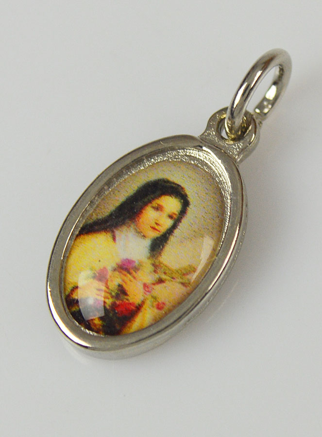 Médaille Sainte Thérèse de l'Enfant Jésus Argentée - 15mm (pic 4)
