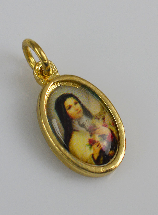 Médaille Sainte Thérèse de l'Enfant Jésus Dorée - 15mm (pic 3)