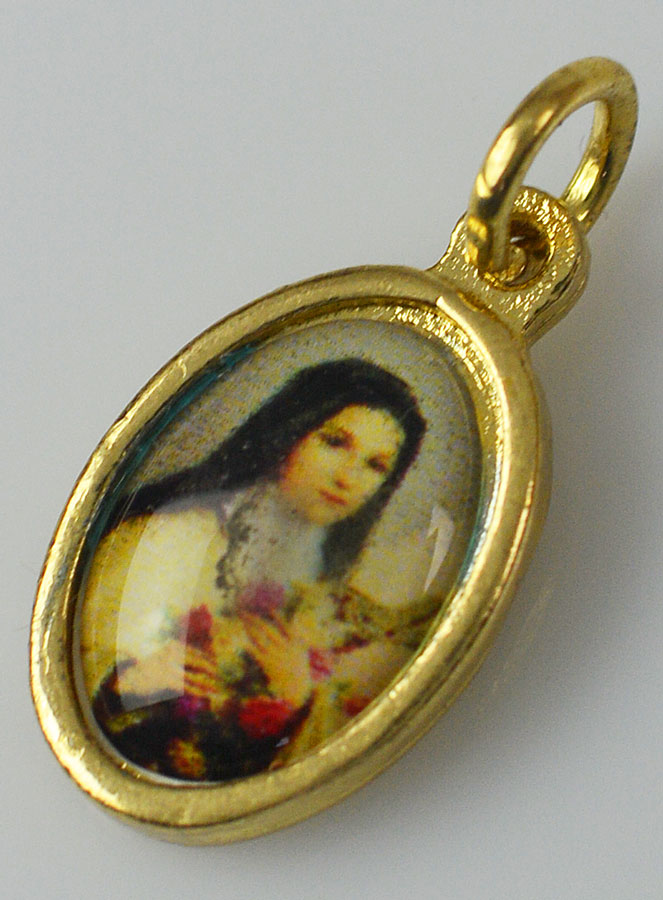 Médaille Sainte Thérèse de l'Enfant Jésus Dorée - 15mm (pic 4)