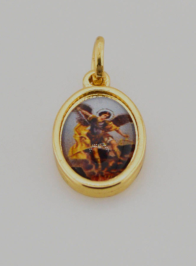 Médaille Saint Michel Archange Dorée - 15mm (pic 2)