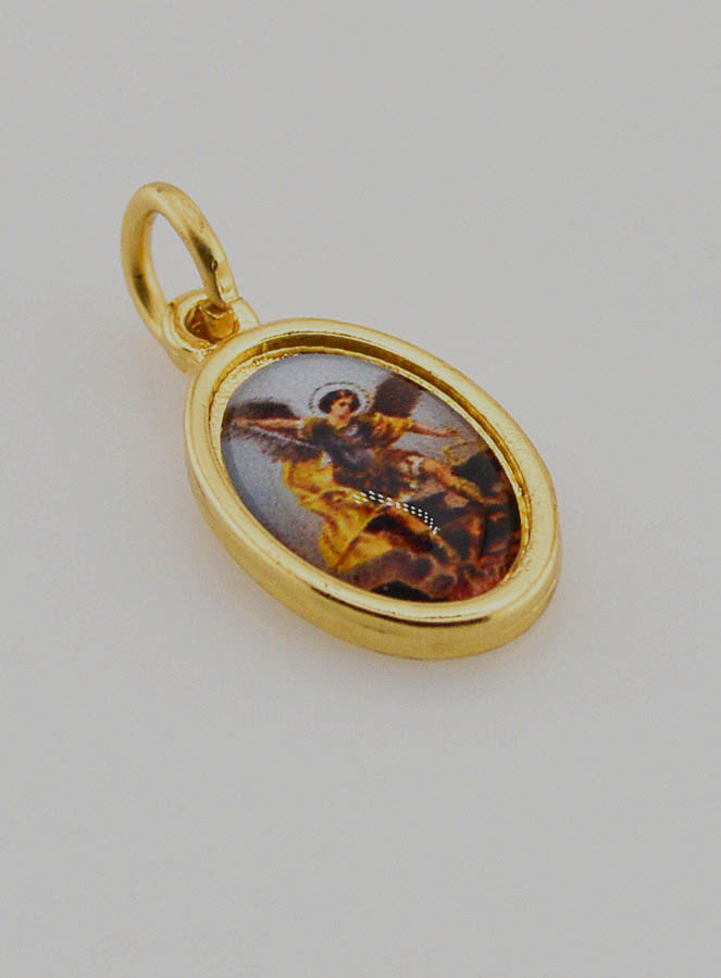 Médaille Saint Michel Archange Dorée - 15mm (pic 3)