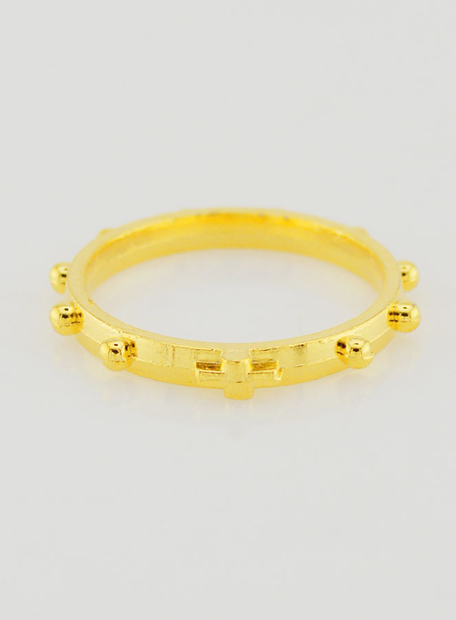 Bague Religieuse Dizainier Dorée - Taille 57 (pic 1)