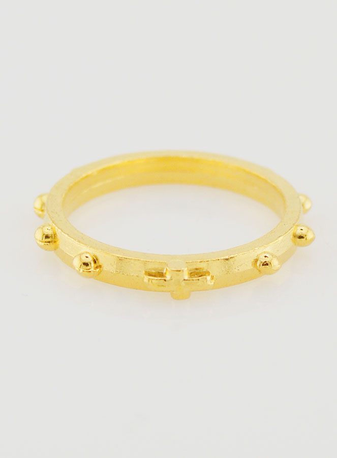 Bague Religieuse Dizainier Dorée - Taille 54 (pic 1)