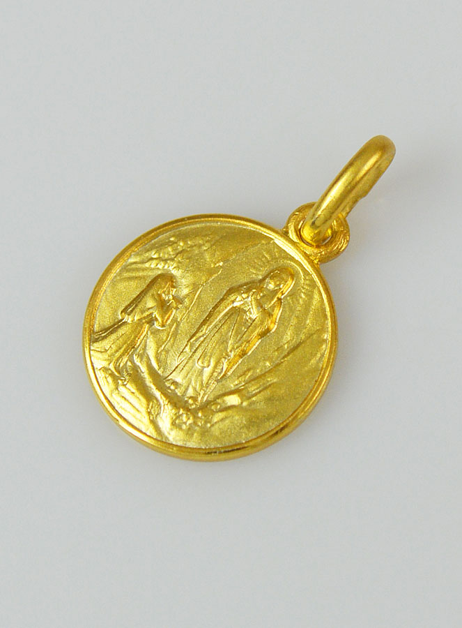 Médaille Notre Dame de Lourdes en Plaqué Or - 12mm (pic 2)