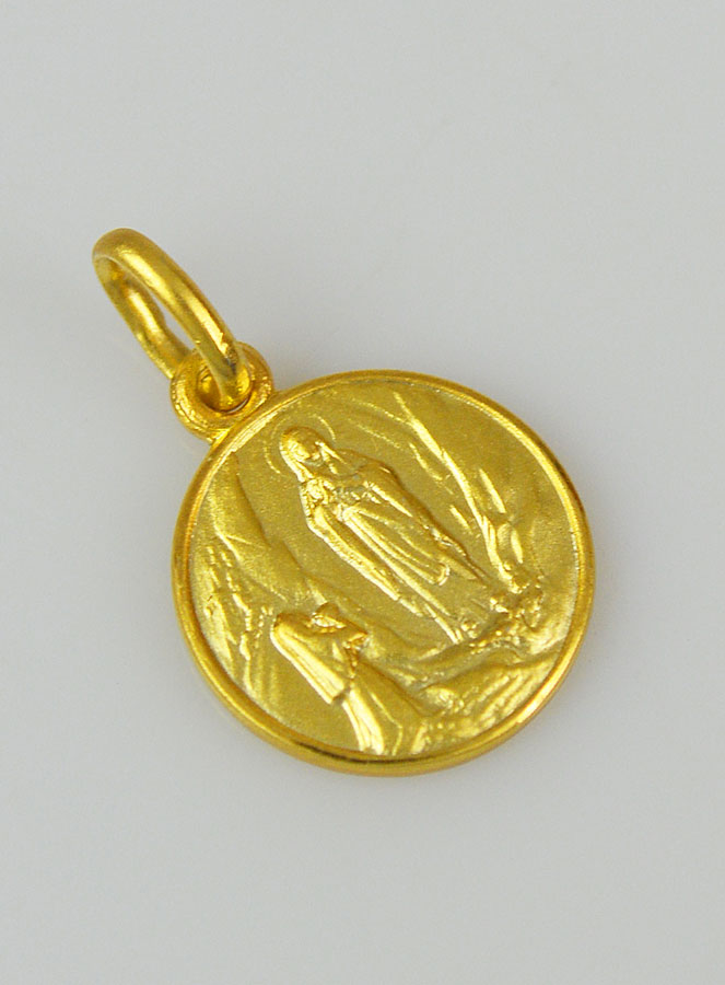 Médaille Notre Dame de Lourdes en Plaqué Or - 12mm (pic 3)