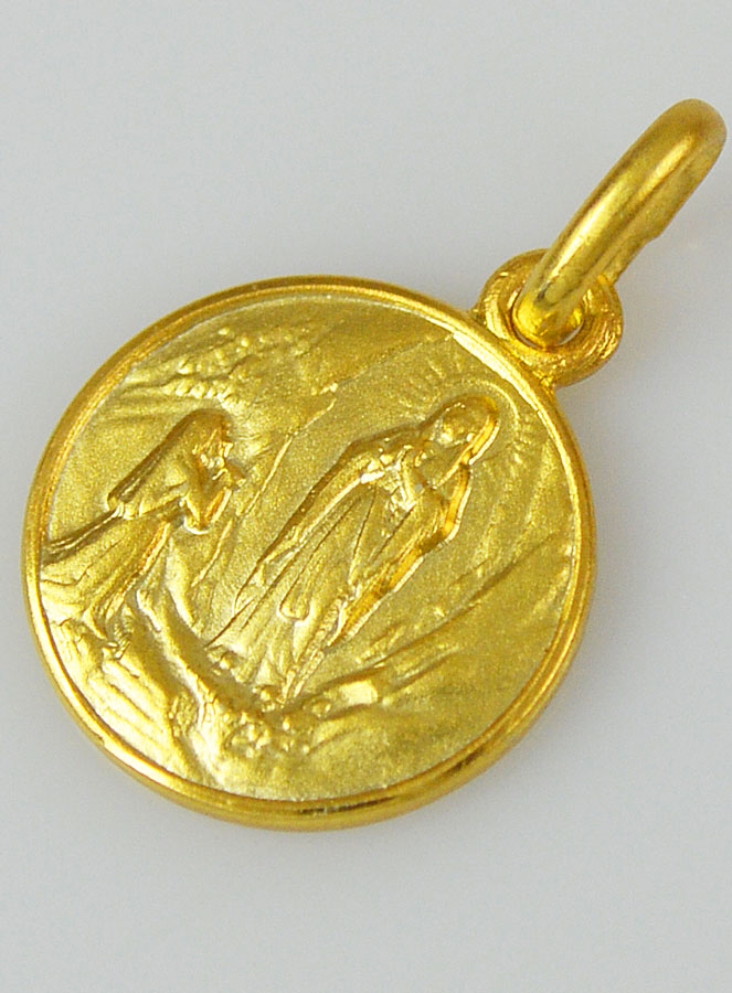 Médaille Notre Dame de Lourdes en Plaqué Or - 12mm (pic 4)