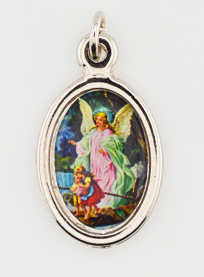 Médaille Ange-Gardien Protecteur Argentée - 23 mm (pic 1)