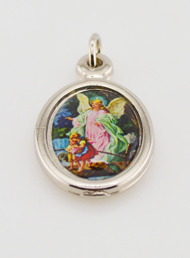 Médaille Ange-Gardien Protecteur Argentée - 23 mm (pic 2)