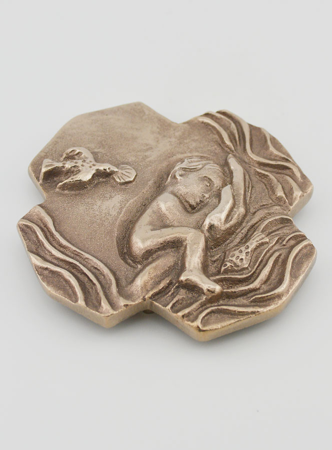Croix en Bronze Blanc - Le Baptême - 10 cm (pic 3)