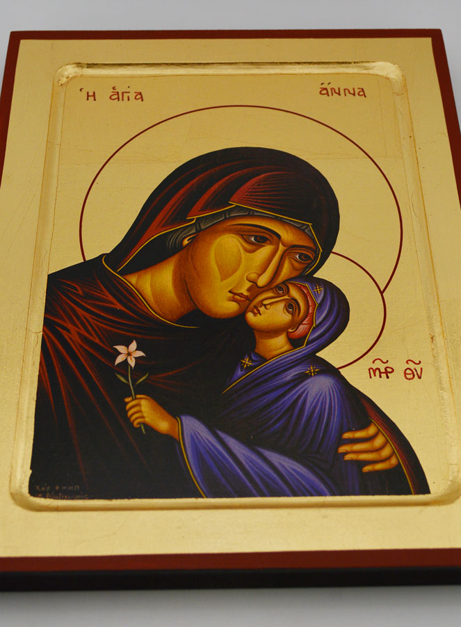 Icône Byzantine Sainte Anne - 22 cm (pic 2)