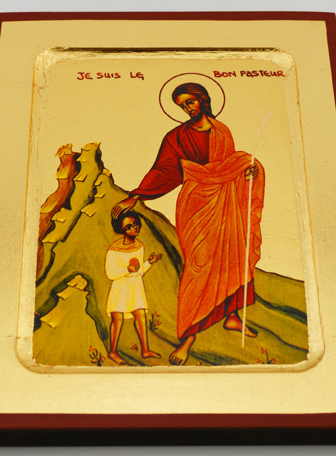 Icône Byzantine Jésus Bon Pasteur à l'Enfant - 17 cm (pic 2)