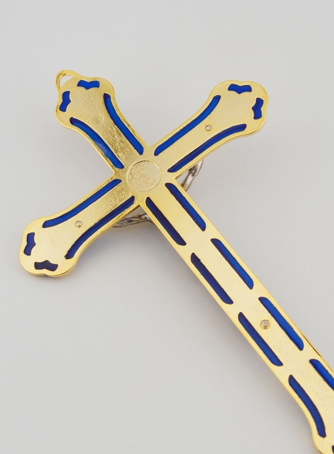 Crucifix Vitrail en Métal Doré - 17cm (pic 4)