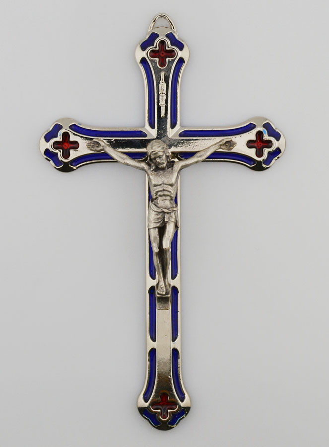 Crucifix Vitrail en Métal Argenté - 13 cm (pic 1)