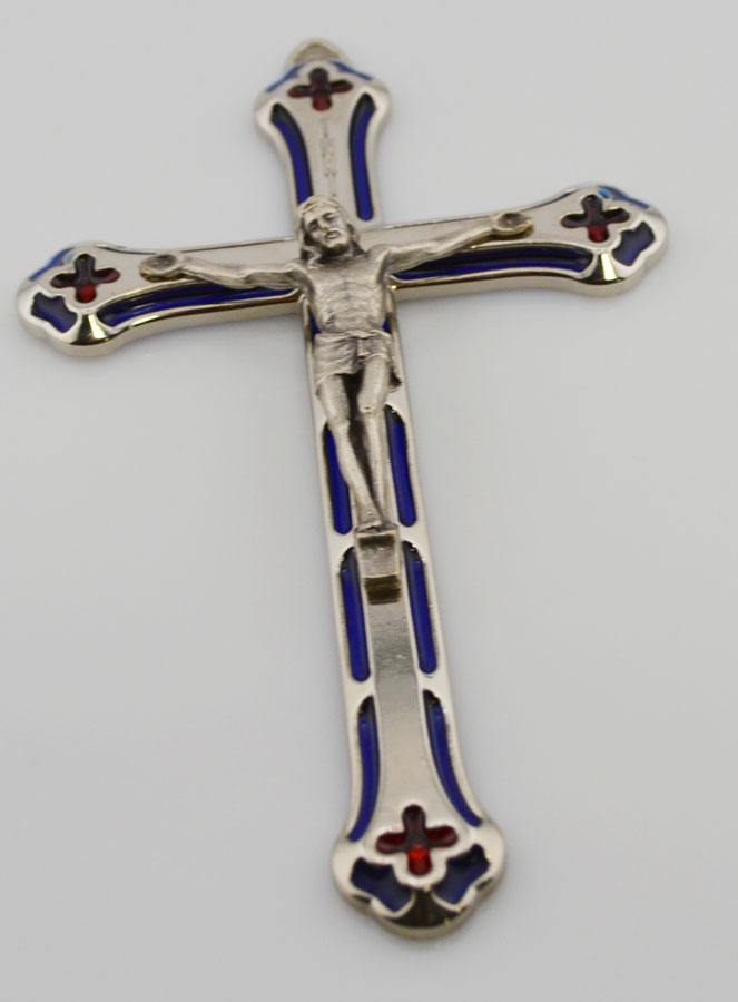 Crucifix Vitrail en Métal Argenté - 13 cm (pic 2)