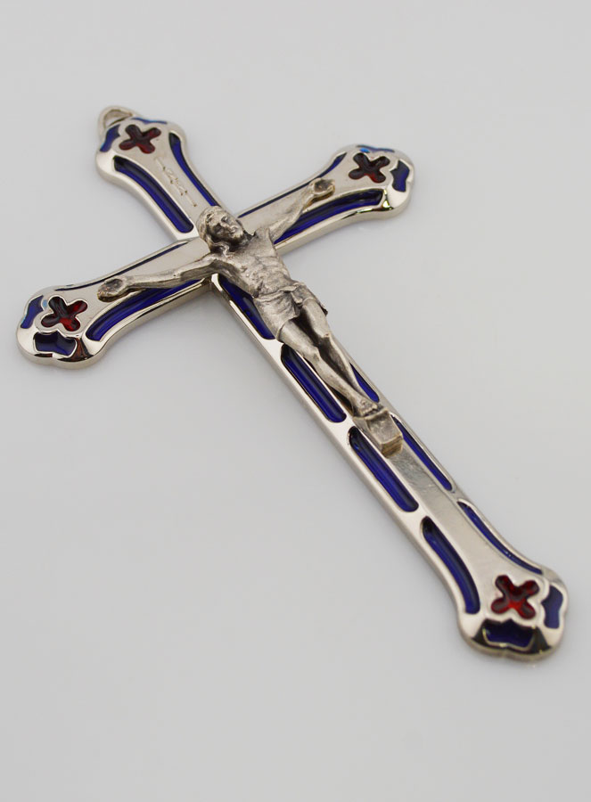Crucifix Vitrail en Métal Argenté - 13 cm (pic 3)