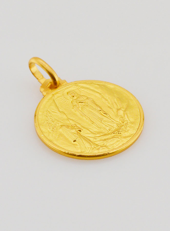 Médaille Notre Dame de Lourdes en Plaqué Or - 18mm (pic 3)