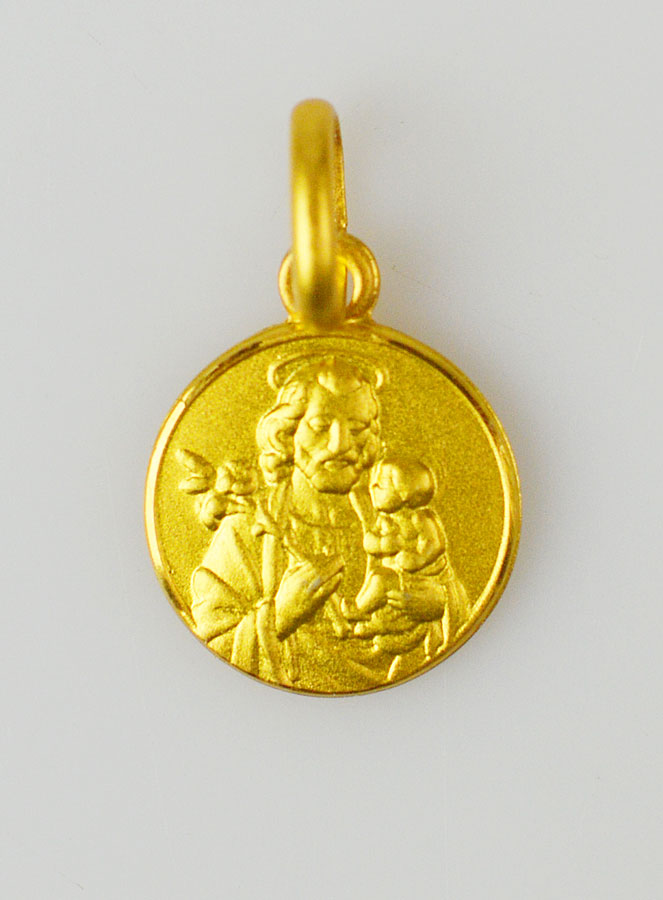 Médaille Saint Joseph en Plaqué Or - 10 mm (pic 1)