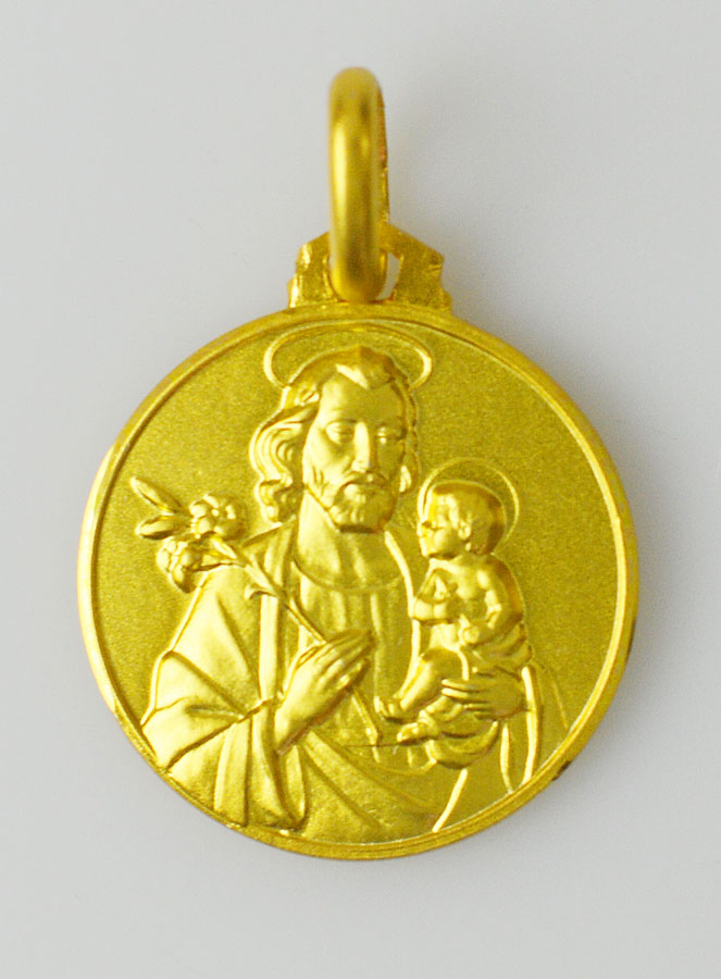 Médaille Saint Joseph en Plaqué Or - 16 mm (pic 1)