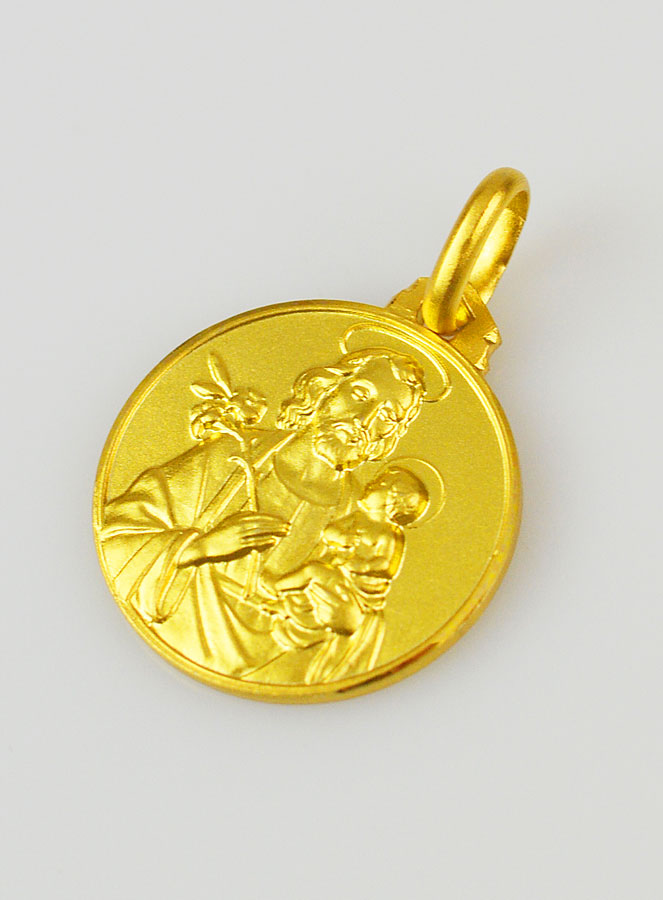 Médaille Saint Joseph en Plaqué Or - 16 mm (pic 2)